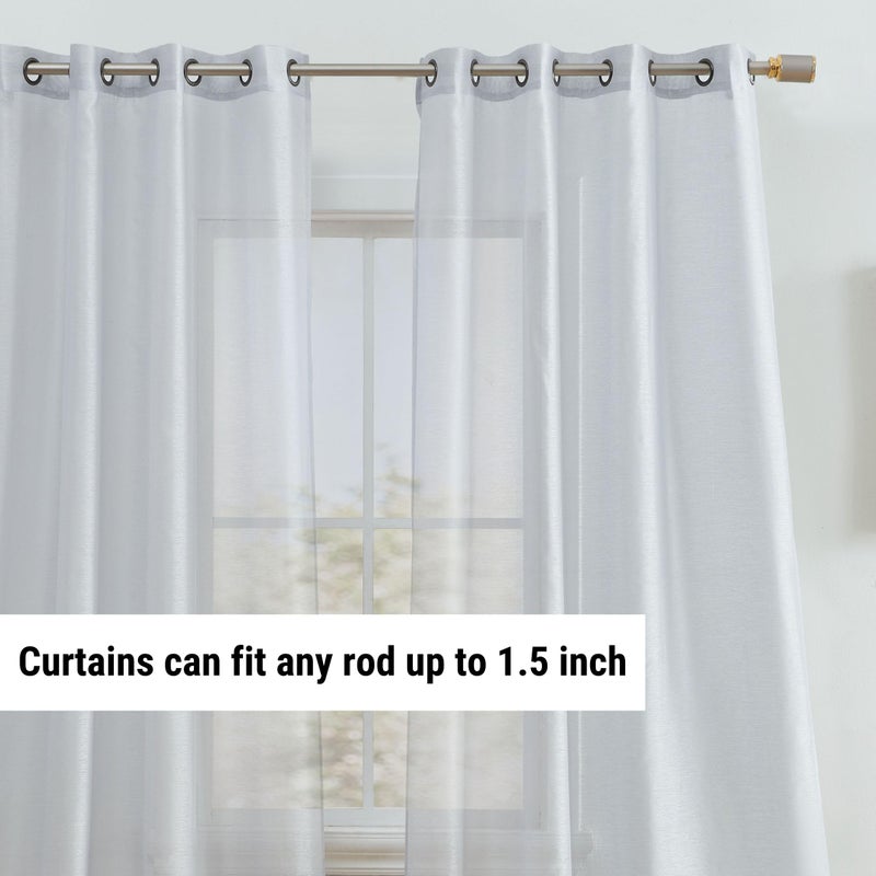 HLC.ME 2 Piece Semi Sheer Voile Drapery Window Curtain Grommet Panels for Bedroom (54"" W x 95"" L  Silver Grey) - Image 3